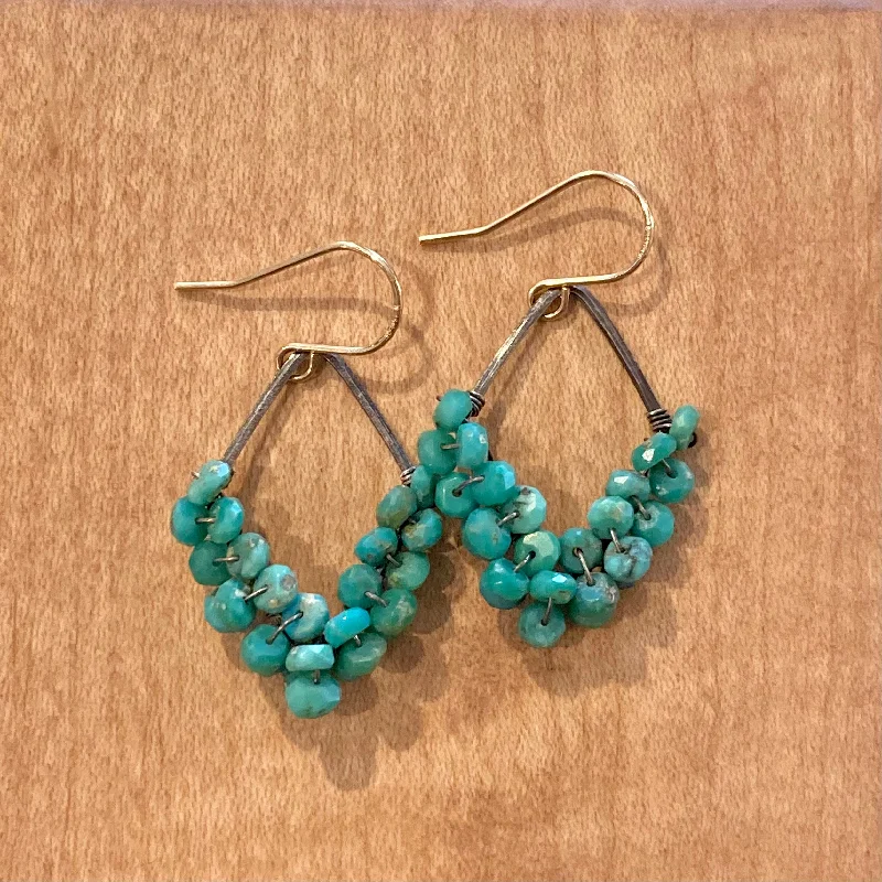 Hoop earrings with twisted metal designs for a dynamic and modern style-Turquoise Cluster Earrings