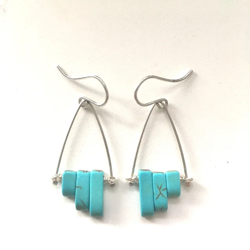 Best hoop earrings with rose gold for a romantic and warm aesthetic-Turquoise Howlite Dangle Earrings