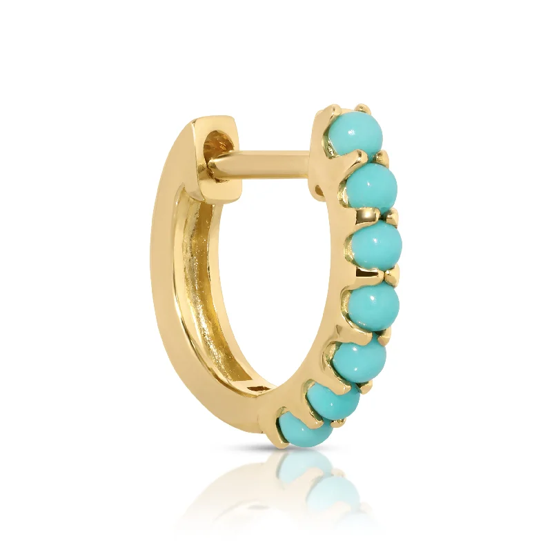 Best hoop earrings with hammered gold for a rustic yet elegant look-Alli Webb Turquoise Huggie