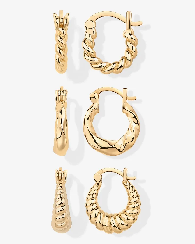 Best hoop earrings with gold-plated finishes for an affordable luxury vibe-Twisted Earring Pack