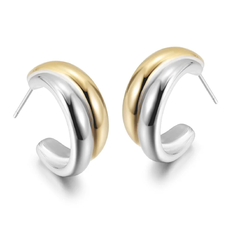 Best hoop earrings with butterfly motifs for a playful and whimsical appearance-Two Tone Perfect Hoops