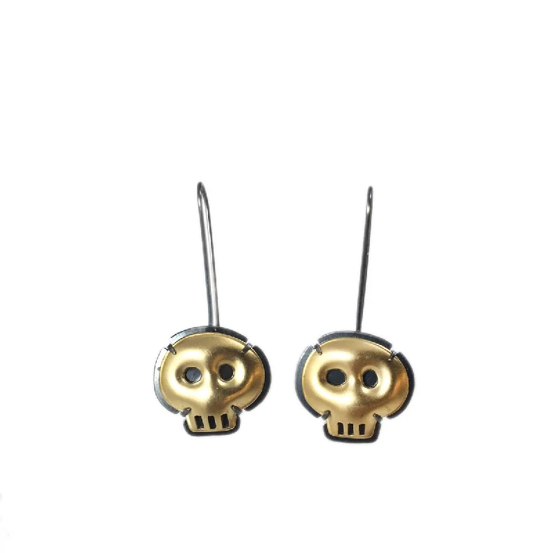 Hoop earrings with enamel stripes for a colorful and eye-catching design-vermeil tiny skull earrings