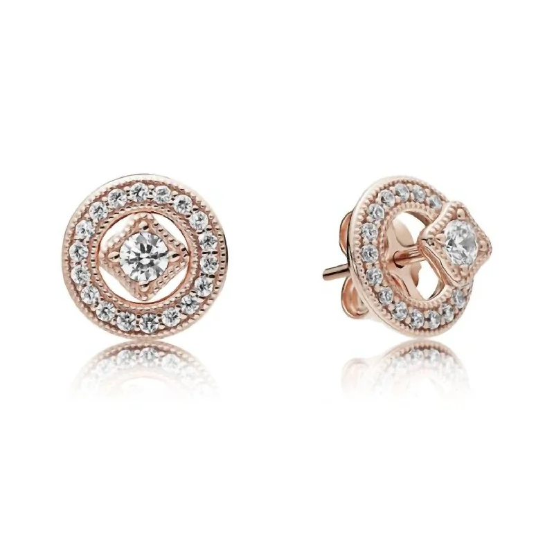 Hoop earrings with a matte black finish for a sleek, edgy vibe-Vintage Allure Cz Earring In Rose