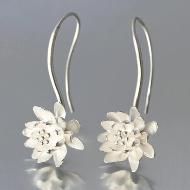 Best hoop earrings with gold-plated finishes for an affordable luxury vibe-Water Lily Sterling Silver Loop Earrings