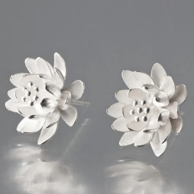 Best hoop earrings with floral designs for a feminine and delicate look-Water Lily Sterling Silver Post Earrings