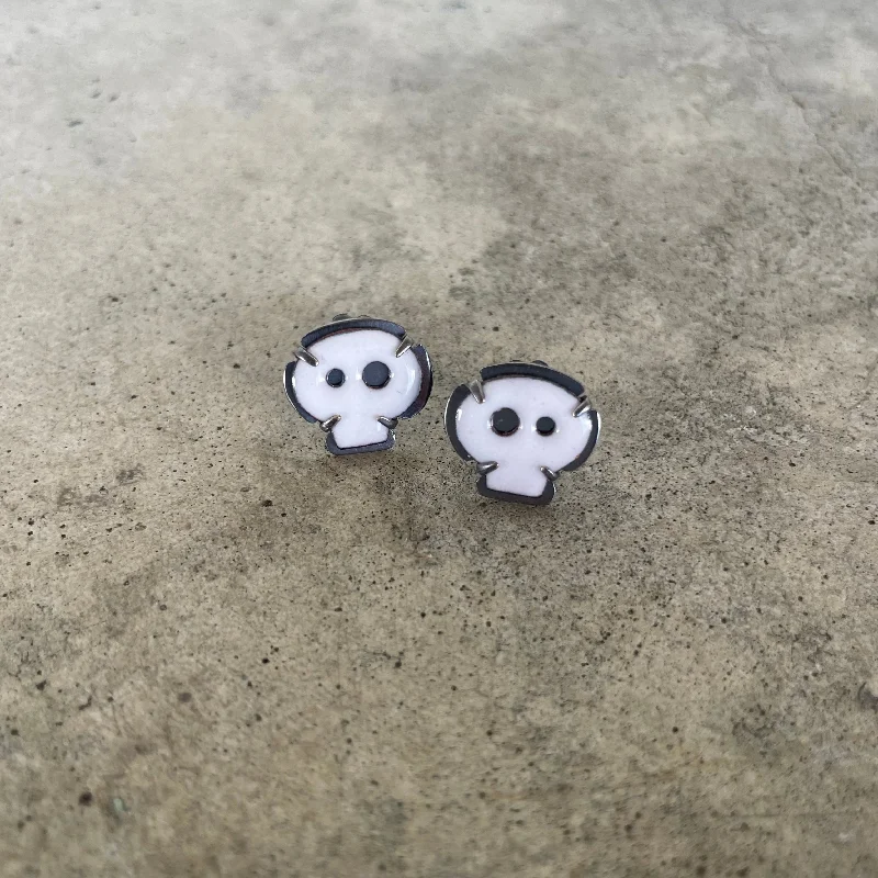 Best hoop earrings with Swarovski crystals for added sparkle and luxury-white tiny skull earrings (post)