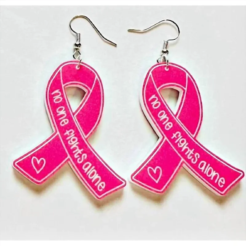 Hoop earrings with leather accents for a sleek and bold combination-Women's Breast Cancer Ribbon Acrylic Earrings In Pink