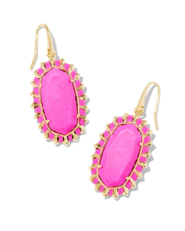 Best hoop earrings with butterfly motifs for a playful and whimsical appearance-Women's Dani Color Burst Frame Earrings In Neon Pink Magnesite