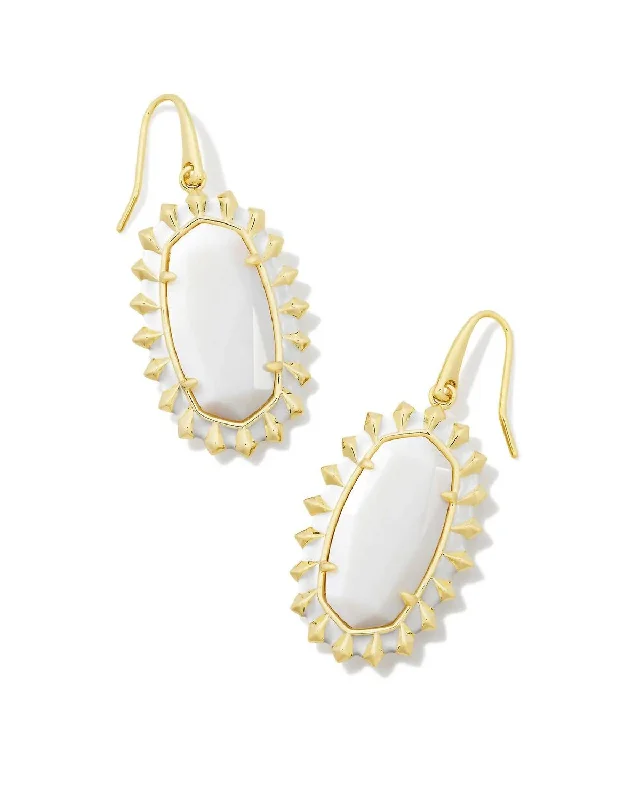 Hoop earrings with removable pendants for a versatile and customizable accessory-Women's Dani Color Burst Frame Earrings In White Mother Of Pearl