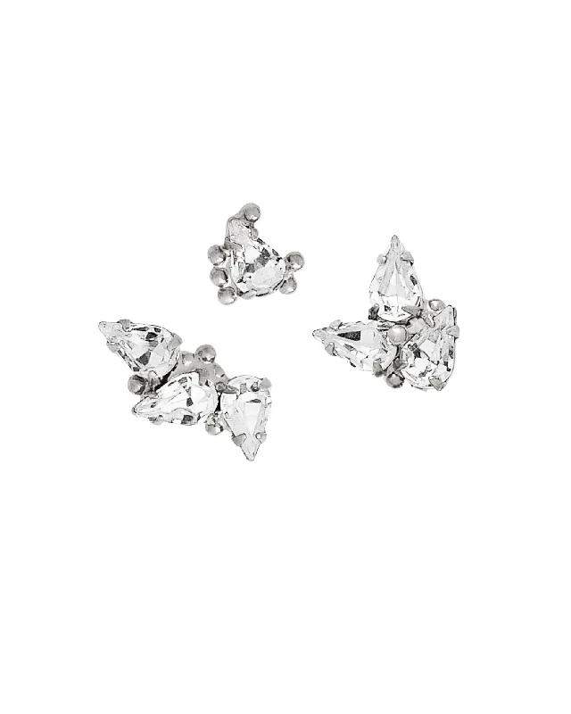 Lightweight hoop earrings for comfortable and all-day wear-Women's Hailey Earrings In Palladium Crystal