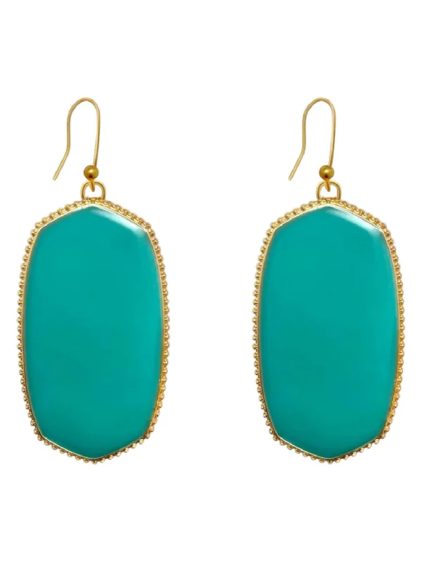 Best hoop earrings with tribal designs for a cultural and exotic aesthetic-Women's Hexagon Dangle Earrings In Turquoise