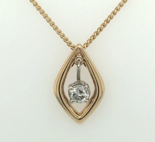 Necklaces and pendants with leaf-shaped designs for an earthy, organic feel-14TT .40ct Round Floating Diamond in Marquise Pend