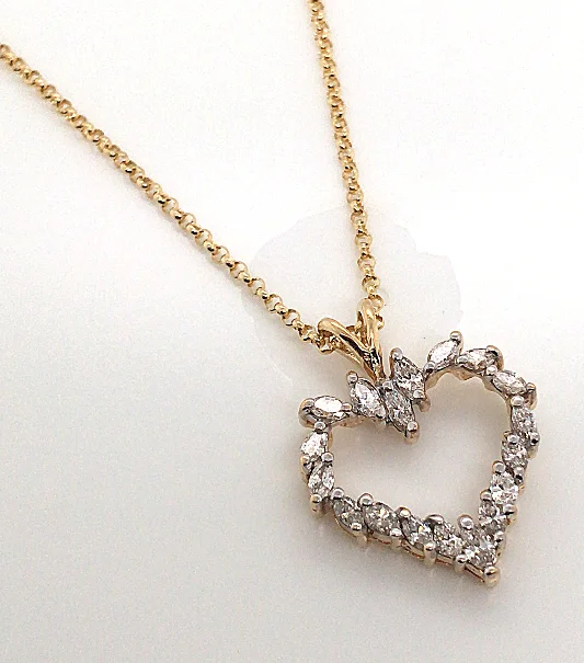 Trendy necklaces and pendants with geometric shapes for a modern aesthetic-14Y Marquise Diamond Heart - Pendant Only