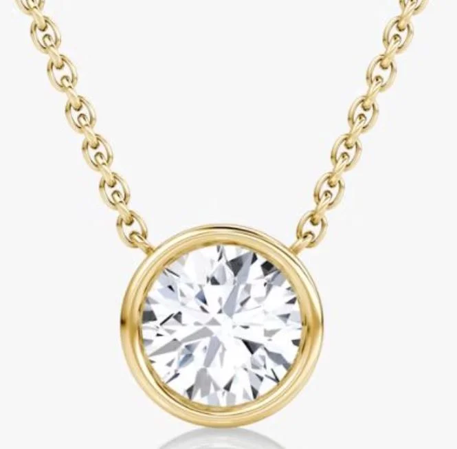 Unique necklaces and pendants with custom birthstone arrangements for personalization-14Y Round Diamond (Yehuda Enhanced) on 16" Cable Chain