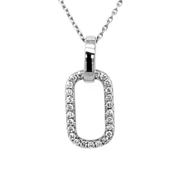 Necklaces and pendants with lotus flower designs for a spiritual, peaceful vibe-18W Open Elongated Cushion Pave' Diamond Pendant