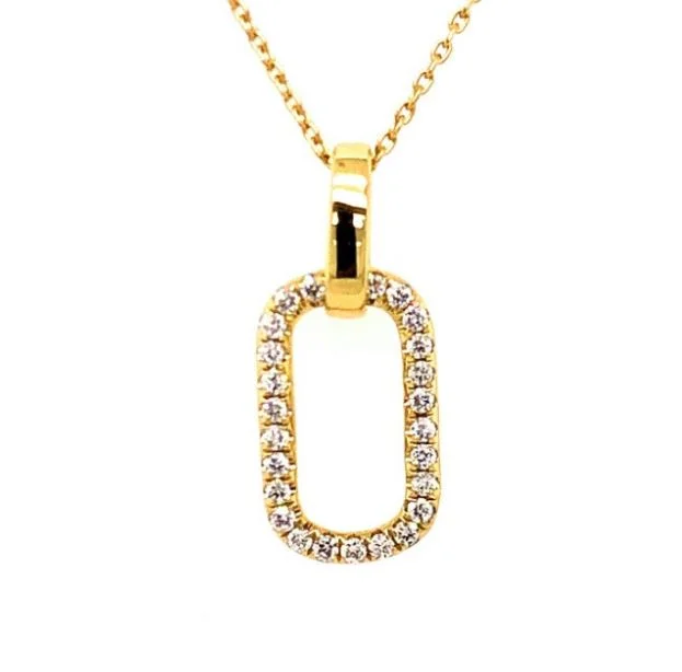 Best necklaces and pendants with oval pendants for a classic, elegant shape-18Y Open Elongated Cushion Pave' Diamond Pendant