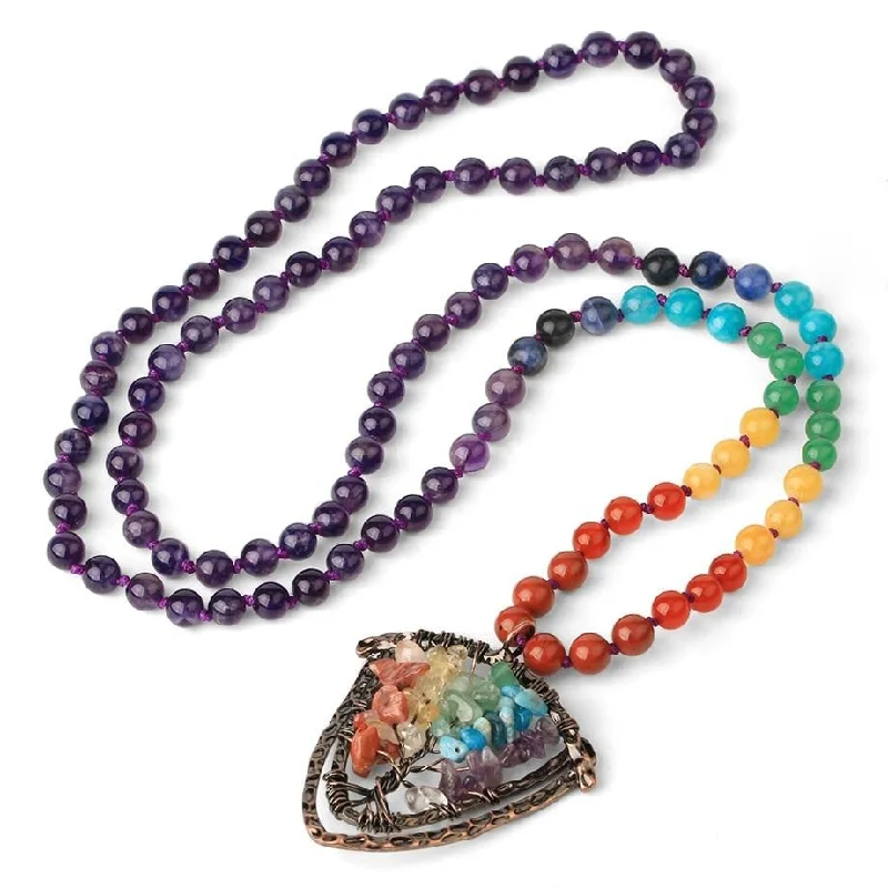 Best necklaces and pendants with silver chains for a sleek, timeless look-7 Chakra Crystal Diffuser Necklace