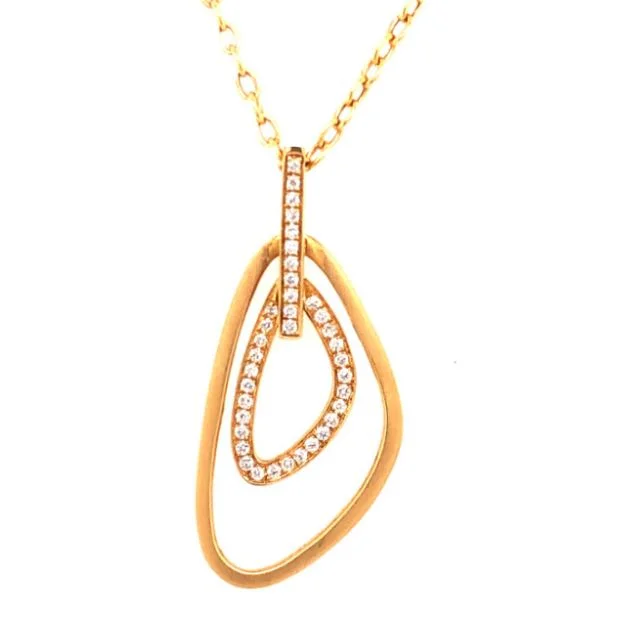 Trendy necklaces and pendants with statement pieces for a bold fashion statement-A&P Afrain Co Inc.- 18Y Oval Double Free form Pave Diamond Pendant