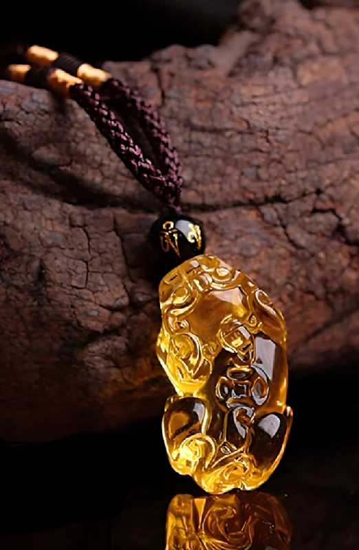 Best necklaces and pendants with heart-shaped lockets for a sentimental keepsake-Amulet of Abundance Citrine Pi Xiu Necklace