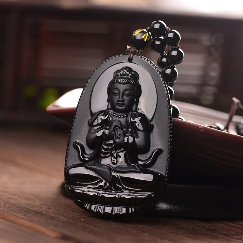 Best necklaces and pendants with glowing moonstone for an ethereal glow-Balancing Buddha Obsidian Necklace