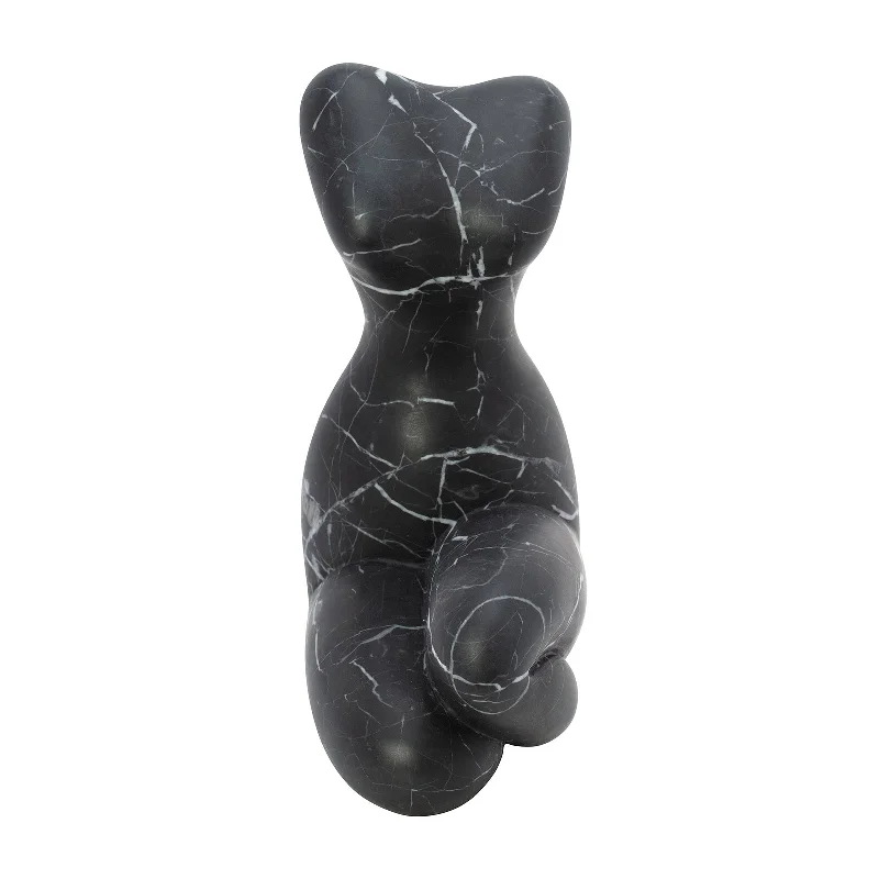 Necklaces and pendants with abstract shapes for a modern, creative appearance-Noir Marble Sitting Lady Figure