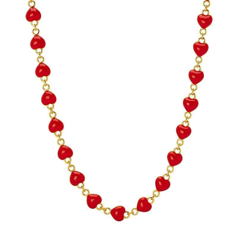 Best necklaces and pendants with silver chains for a sleek, timeless look-Mini Puffy Heart Necklace - Red & Diamond