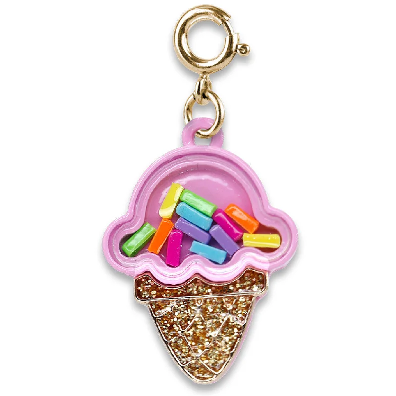 Necklaces and pendants with enamel accents for a colorful, eye-catching appearance-Charm It! - Gold Ice Cream Cone