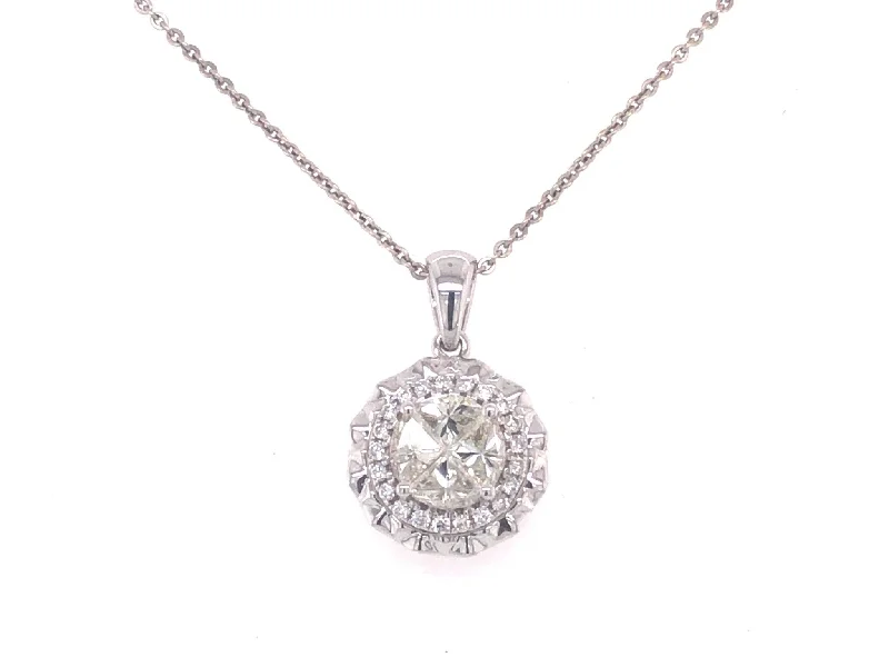 Best necklaces and pendants with glowing moonstone for an ethereal glow-Diamond Halo Pendant in 18k White Gold