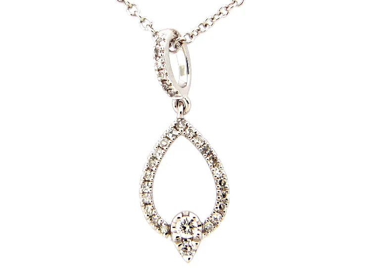 Beautiful necklaces and pendants with moonstone for an ethereal, mystical appearance-Dilamani 14W Pear Shaped Open Diamond Drop Pendant