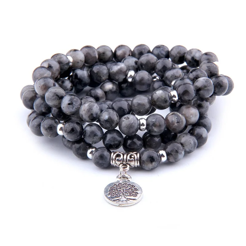 Layered necklaces and pendants for a trendy and fashionable stacked look-Divine Metamorphosis Labradorite 108 Mala