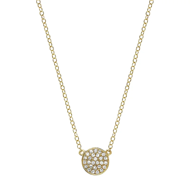 Best necklaces and pendants with minimalist pendants for a sleek, understated look-Mini Diamond Disk Necklace - Yellow Gold