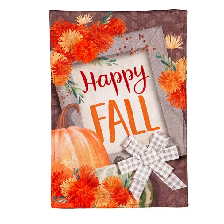 Necklaces and pendants with feather designs for a boho-chic, carefree vibe-Evergreen- Happy Fall Frame Garden Flag