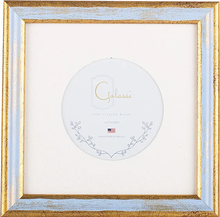 Necklaces and pendants with diamond pendants for a luxurious sparkling effect-Galassi | Blue/Gold Florentine 2.75"x2.75" Circle Mat Picture Frame