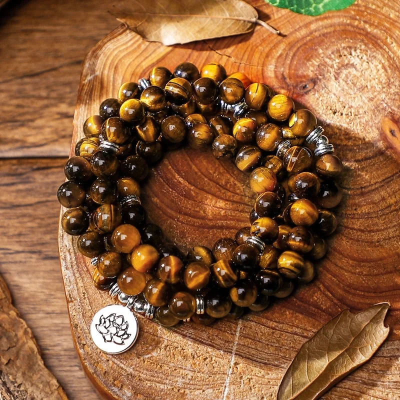 Necklaces and pendants with feather designs for a boho-chic, carefree vibe-Harmony and Balance Tiger Eye Mala