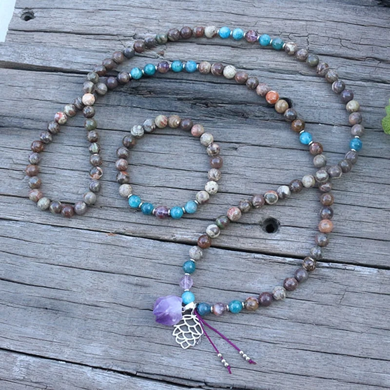 Necklaces and pendants with celestial starburst designs for a radiant look-Intuition and Manifestation Mala Set