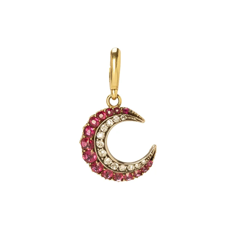 Best necklaces and pendants with rose gold for a warm and romantic appeal-Moon Pendant - Ruby & Diamond