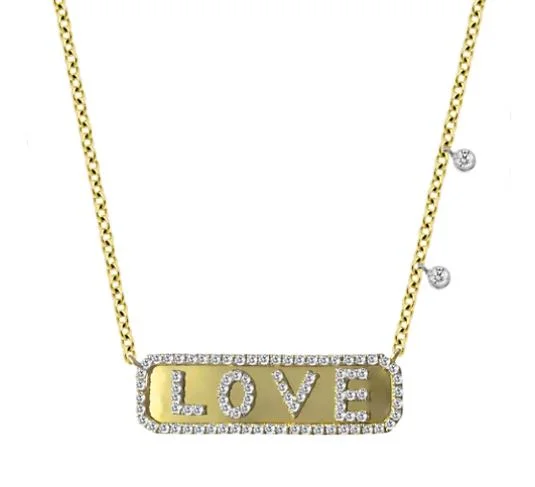 Best necklaces and pendants with cross pendants for a spiritual, meaningful symbol-Meira T | Gold LOVE Diamond Plate Necklace