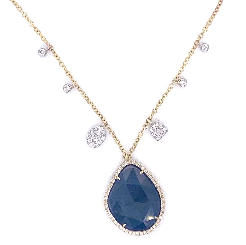 Necklaces and pendants with geometric pendants for a clean, contemporary design-Meira T | Sapphire Slice and Diamond Necklace