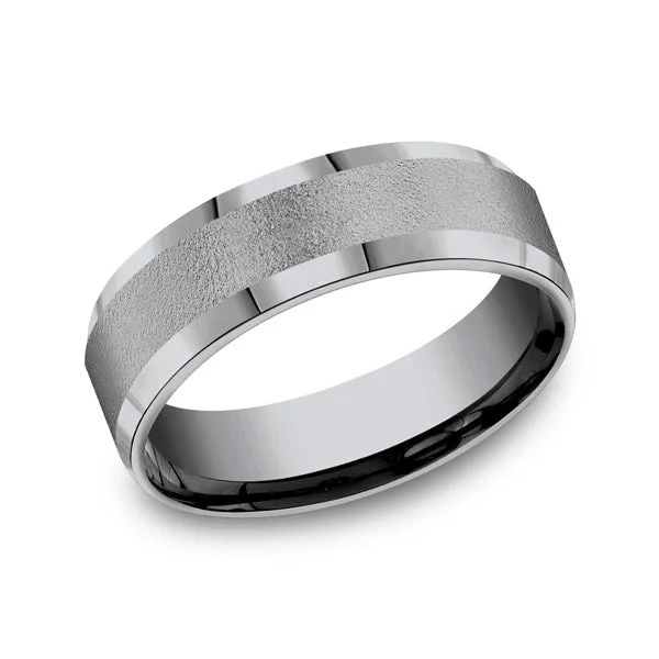 Necklaces and pendants with lock and key designs for a symbolic gesture-Grey Tantalum Comfort-fit wedding band