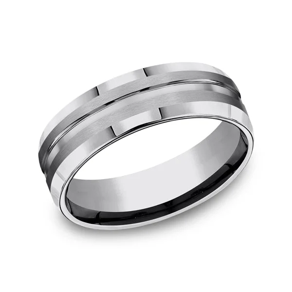 Necklaces and pendants with star-shaped designs for a whimsical, celestial touch-Tungsten Comfort-Fit Design Wedding Band