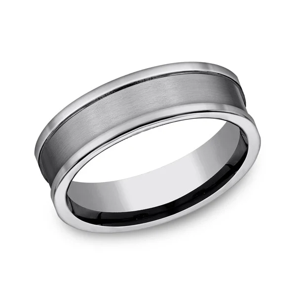 Necklaces and pendants with angel wing motifs for a spiritual, meaningful design-Tungsten Comfort-Fit Design Wedding Band