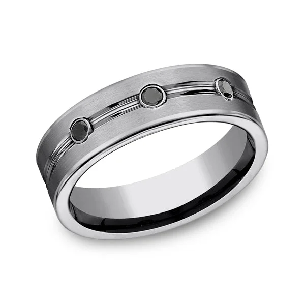 Best necklaces and pendants with opal and gold for a vibrant, luxurious contrast-Tungsten Comfort-Fit Design Wedding Band