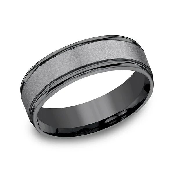 Unique necklaces and pendants with engraved messages for a sentimental gift-Tantalum Comfort-fit Design Wedding Band