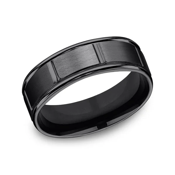 Best necklaces and pendants with cross pendants for a spiritual, meaningful symbol-Black Titanium Comfort-Fit Design Wedding Band