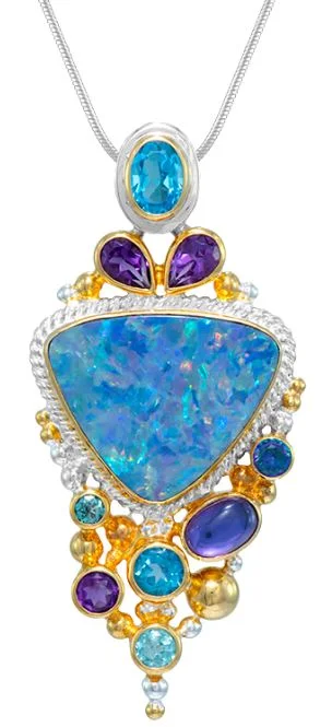 Necklaces and pendants with enamel accents for a colorful, eye-catching appearance-Michou SS/22K Vermeil Topaz, Quartz, Amethyst and Opal Pendant