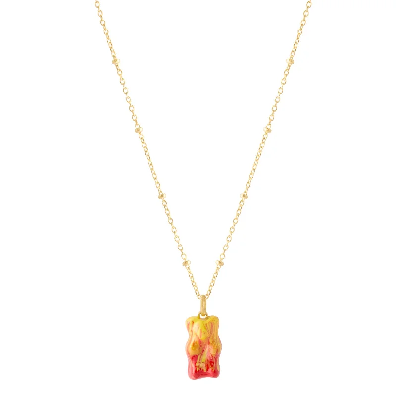 Beautiful necklaces and pendants with diamond halo settings for extra brilliance-Mini Gummy Pendant Necklace - Fire