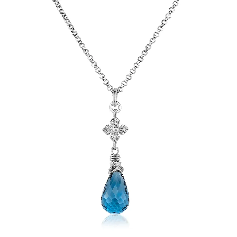 Best necklaces and pendants with matching earrings for a coordinated, elegant look-London Blue Topaz Necklace with Flower Detail in Silver