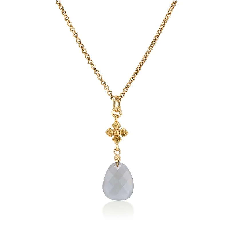 Best necklaces and pendants with cubic zirconia for a budget-friendly dazzling effect-Faceted Gray Moonstone Necklace with Flower Detail in Gold