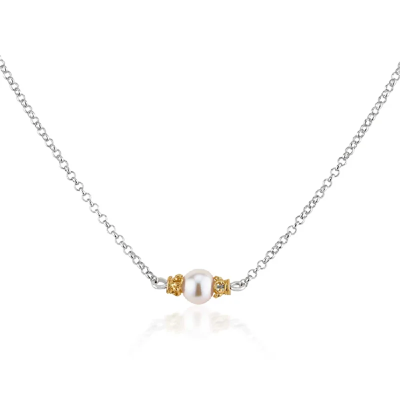 Personalized necklaces and pendants with initials for a customized and meaningful gift-Floating Pearl Necklace with 18k Gold Vermeil