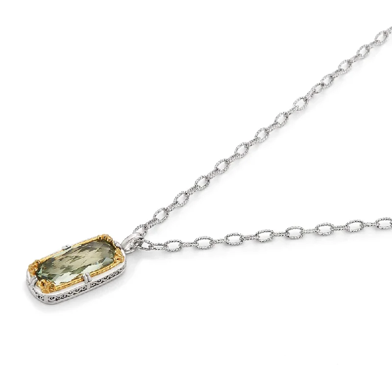 Beautiful necklaces and pendants with moonstone for an ethereal, mystical appearance-Rectangular Green Amethyst Necklace with 18k Gold Vermeil